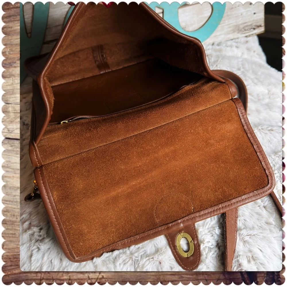VINTAGE COACH Vicuña SADDLE / TAN LEATHER MESSENGER CROSSBODY WILLIS BAG
 #9927_12